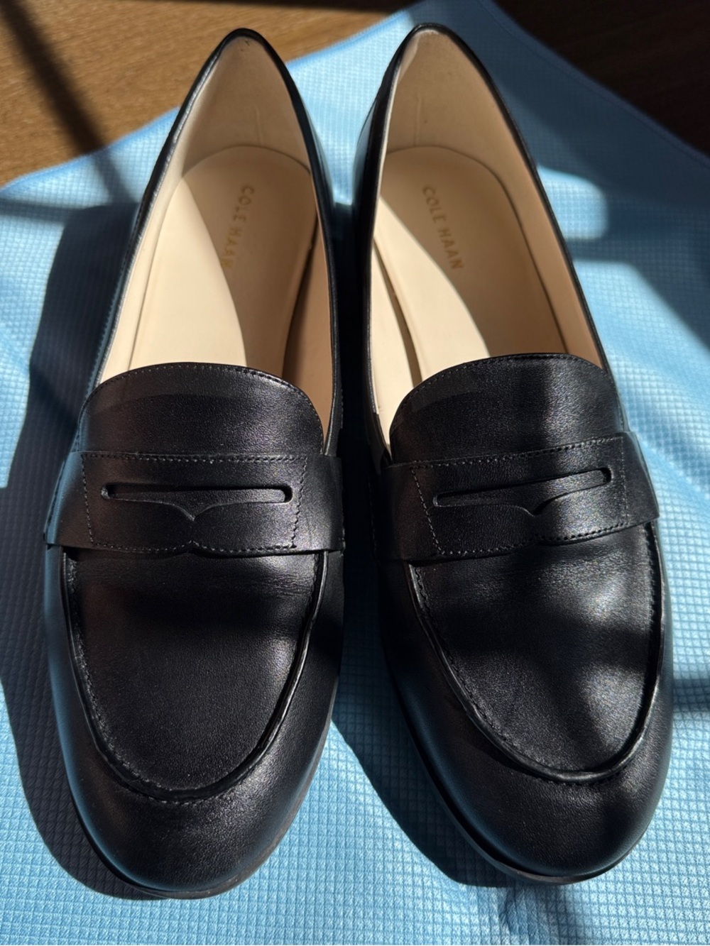 Cole Haan Black Leather Classic Penny Loafers